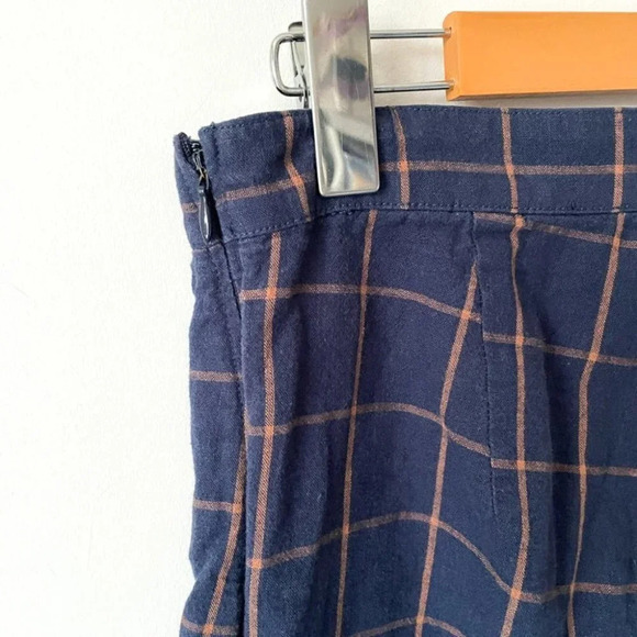 Abercrombie & Fitch Linen Blend Plaid SET Tie Back Crop Top Wide Leg Crop Pant S - Picture 9 of 11